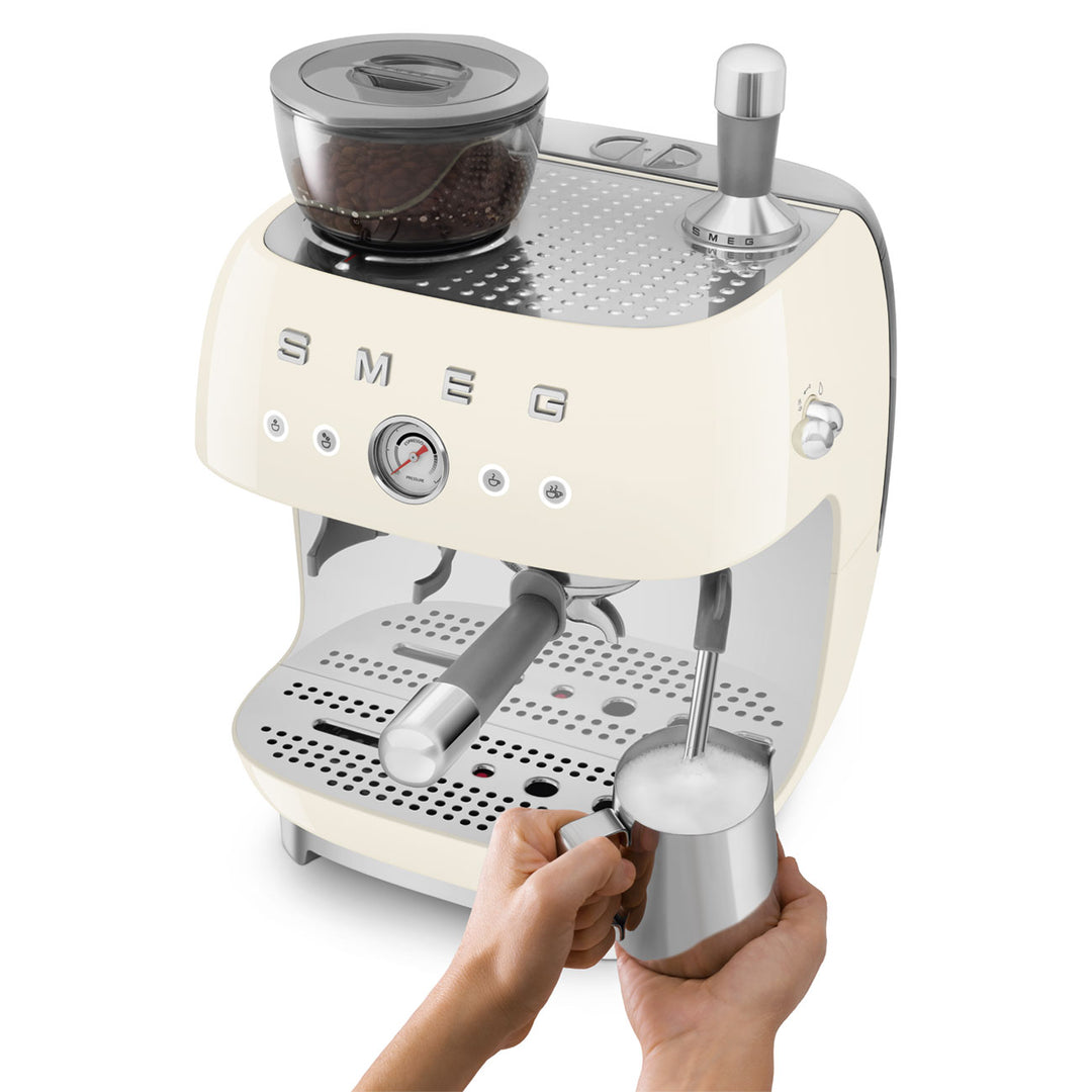 50's Style Espresso Coffee Machine with Grinder - Cream (EGF03CRAU