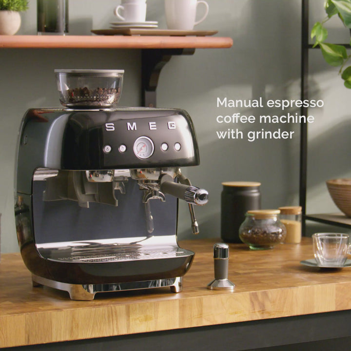 50's Style Espresso Coffee Machine with Grinder - Cream (EGF03CRAU